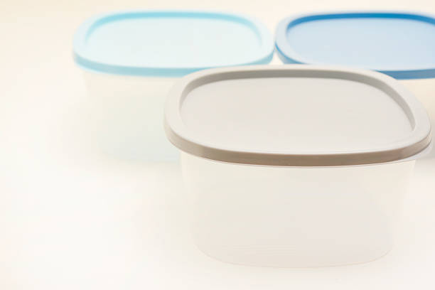 istock Large containers for food. Three plastic containers with a blue lid for food on a white background. 2251889721