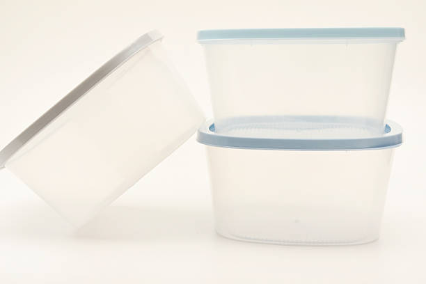 istock Large containers for food. Three plastic containers with a blue lid for food on a white background. 2251889783