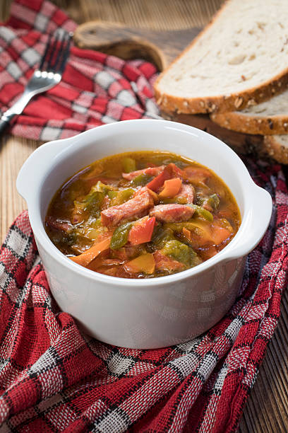 istock Lecho - stew with peppers, onions and sausages. 2251892079