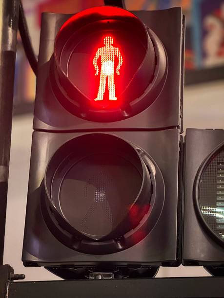 istock Red pedestrian don’t cross warning sign 2251894529