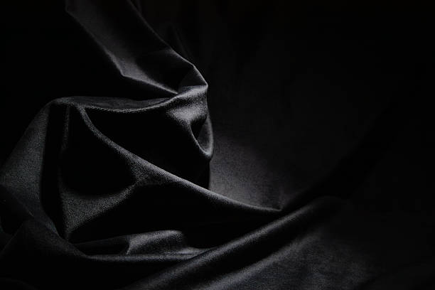 istock Abstract background with intricate black fabric texture resembling a rich velvet material, texture, black. Empty space. black background. Drapery. Curtain 2251901987