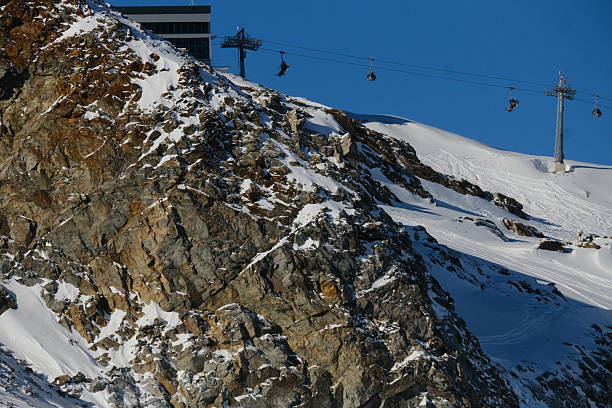 Ski lift cablecar on mountain in winter, Hintertür ski lift