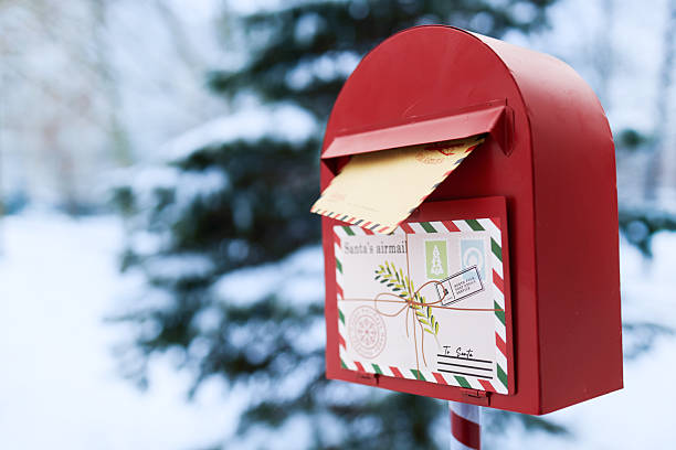 istock Santa's Mailbox. Red mailbox in snowy landscape holding a letter to Santa. 2251908613