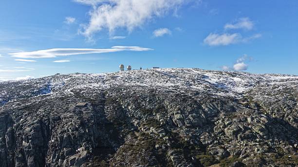 Aerial view of snowy Serra da Estrela