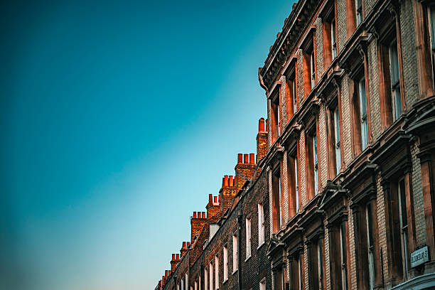 Rows of brick townhouses in downtown London