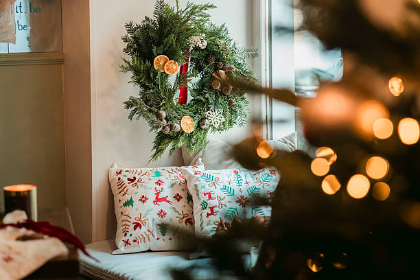 istock Decorative Christmas pillow, bread and pomegranates 2251913975