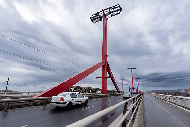 Reflective vinyl material traffic sign in red and white color as warning signage