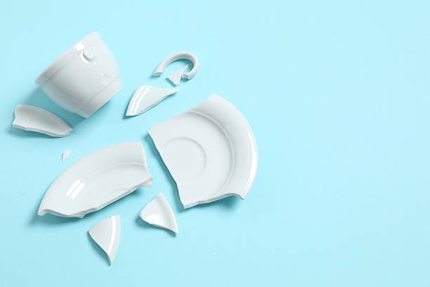 istock White cup and plate broken on color background 2251922249