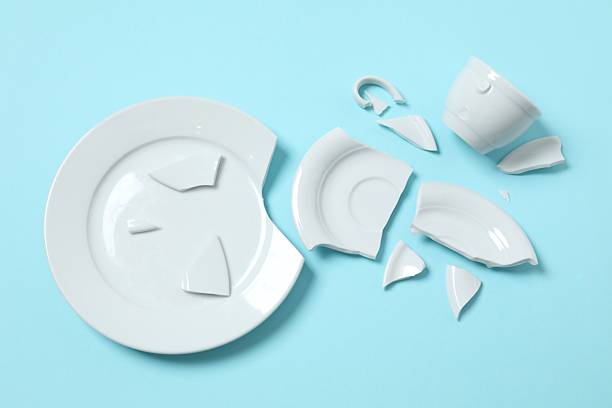 istock White cup and plate broken on color background 2251922255