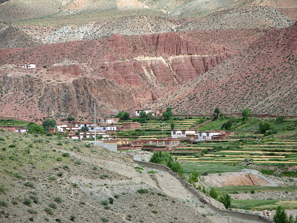 istock Village in Rocky Mountain Landscape with Terraced Fields 2251944762