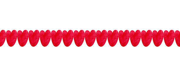 istock Cute seamless horizontal border of red hearts of different shapes 2251945808