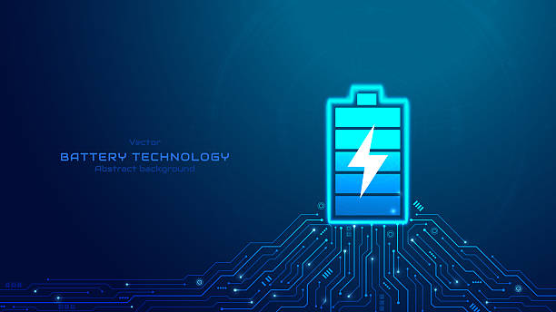 istock Concept of battery technology. Battery icon on futuristic circuit background. Future EV energy storage and future EV energy storage. Vector illustration. 2251947237