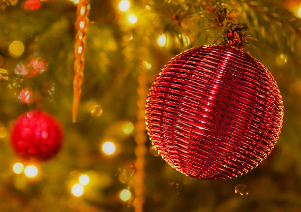 Christmas tree with beautiful decor indoors.