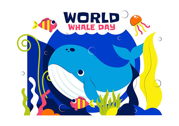 World Whale Day Vector Illustration Featuring Humpback Whale In Ocean Highlighting Marine Ecosystem Improvement And Mammal Protection in a Background