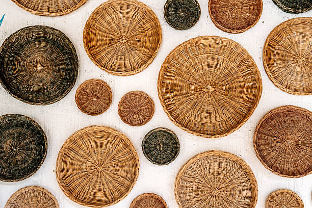 istock Woven Rattan Baskets Wall Decor Background 2251952923