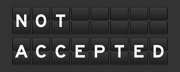 istock Black color analog flip board with word not accepted on gray background 2251954640