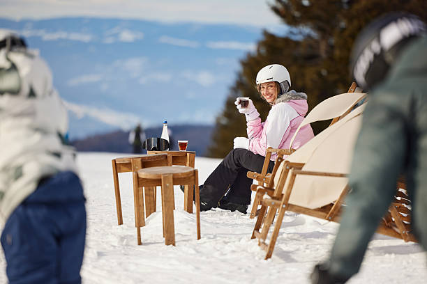Sun Valley, Idaho, USA- January 27, 2023: The Roundhouse Express Gondola, Sun Valley ski resort, Idaho, with the town in the background.