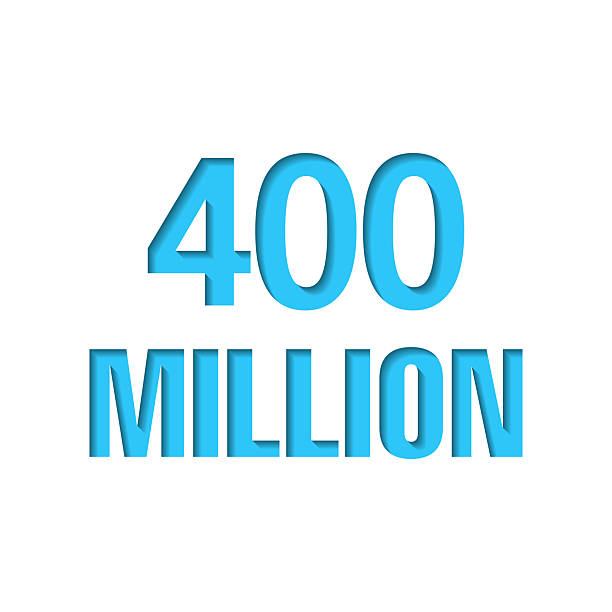 istock 400 Million. Icon cut out on white paper with blue background 2251960626