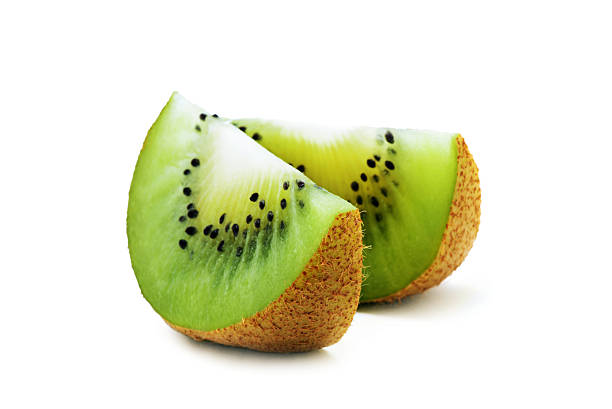 Kiwi fruit sliced segments isolated on white background cutout