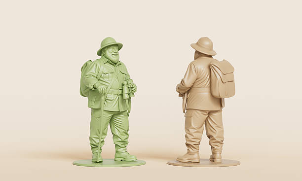 istock Smiling Elderly Explorer with Walking Staff Miniature  Figure. 3D Rendering. 2251978368