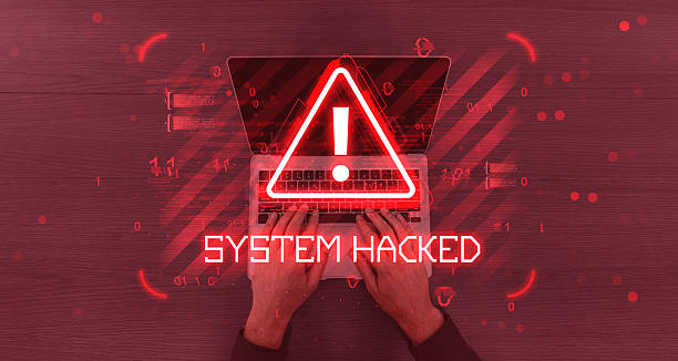 istock Cybersecurity alert with red warning sign and text 