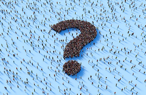 istock Human Crowd Forming Question Mark Symbol On Blue Background 2251984627