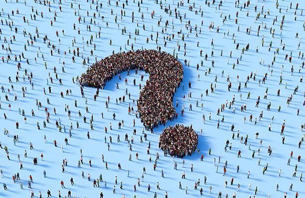 istock Human Crowd Forming Question Mark Symbol On Blue Background 2251984712