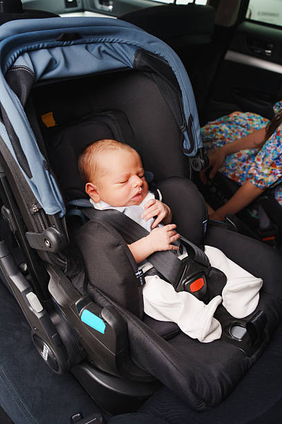 istock Baby in car seat inside parked vehicle 2251984922