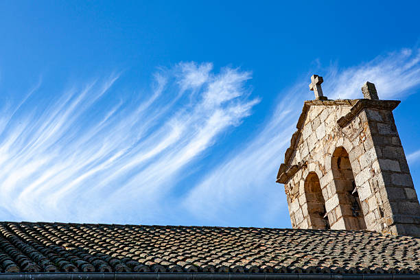 The San Pedro Apostle church is inside the cemetery of sieteiglesias, a medieval archeological site in Lozoyuela, Madrid