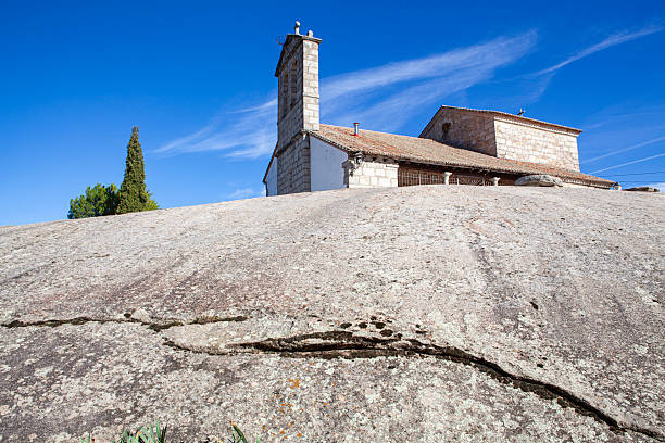 The San Pedro Apostle church is inside the cemetery of sieteiglesias, a medieval archeological site and granitic outcrop in Lozoyuela, Madrid