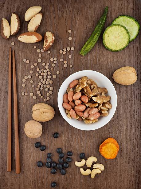 Various nuts, vegetables and beans