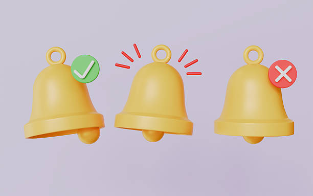 istock Notification bell icon set, Alarm clock and smartphone alert or new message, Ringing bell and notification. 2252002260