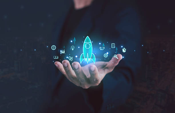 istock Startup business start-up with technology background as a rocket image conveying the idea of ​​launching a well-planned new business. 2252007809