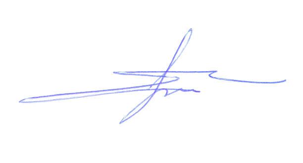 istock Beautiful signature made with pen isolated on white, top view 2252008379