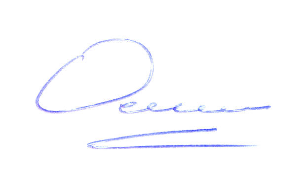 Beautiful signature made with pen isolated on white, top view
