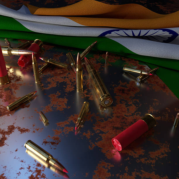 India Flag with Bullets On Rusty Metal Plate