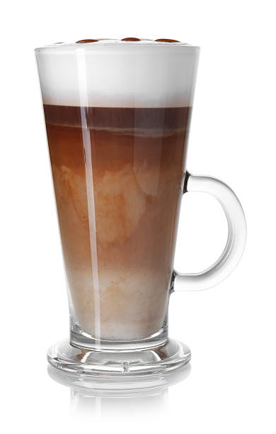 istock Tasty latte macchiato in glass cup isolated on white 2252012101