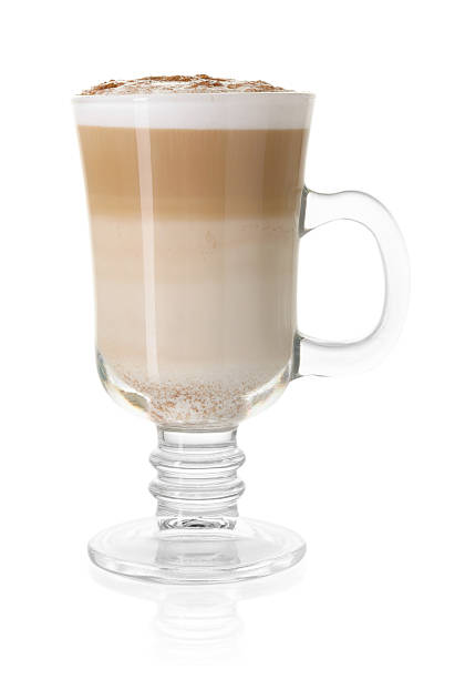 istock Tasty latte macchiato in glass cup isolated on white 2252012155