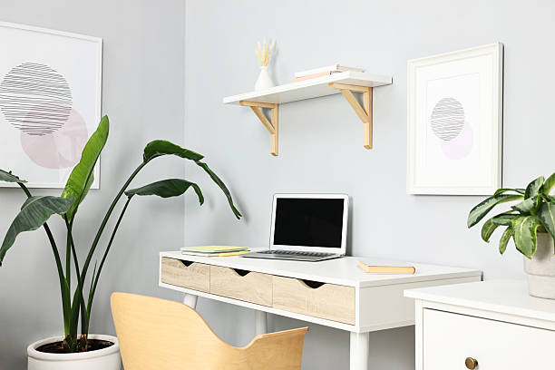 istock Comfortable workplace with modern laptop on white table indoors 2252013946