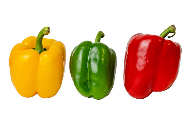 istock Photo of fresh bell peppers taken with a high-resolution camera using the focus-stacking technique on a white background. 2252017806