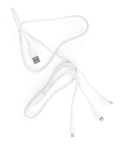 istock Triple charge cable isolated on white, top view 2252017900