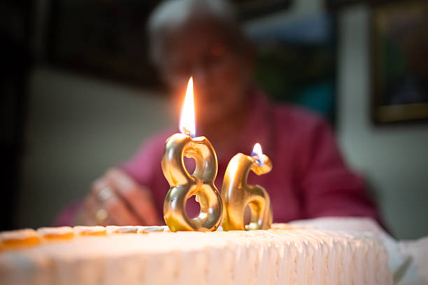 istock Celebrating 86th birthday with glowing anniversary candles 2252021622