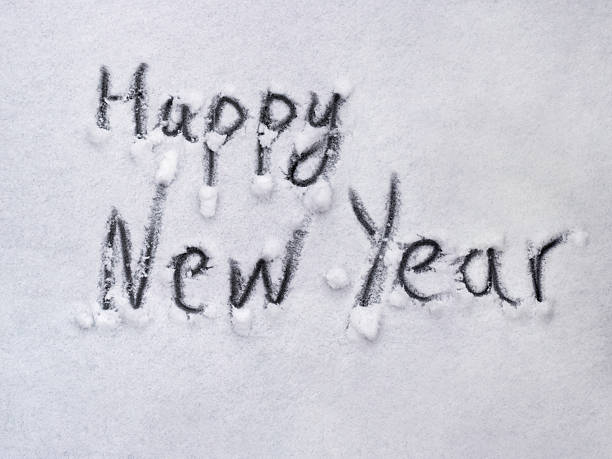 istock Inscription Happy New Year on snowy winter background 2252028113