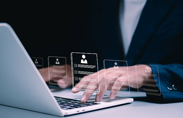istock human manager online. recruitment process managing people, recruiting customers, and hiring. HR business and company services have network links worldwide. human resource manager concept 2252030211