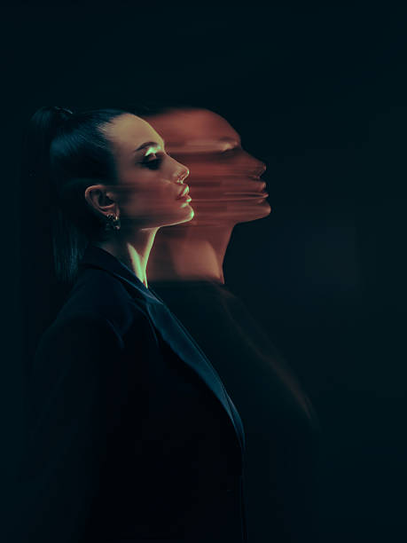istock Double Exposure Woman Side Profile Motion Blur 2252037282