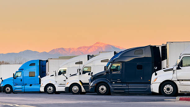 istock Semi Trucks Parked on a Winter Morning 2252037451