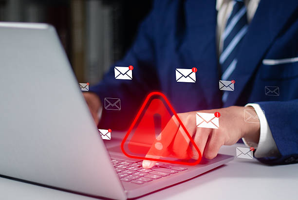 istock New email notification and internet communication concept, Email inbox alert and spam virus with warning, email security protection alert, email technology icon, junk mail compromised information. 2252037461