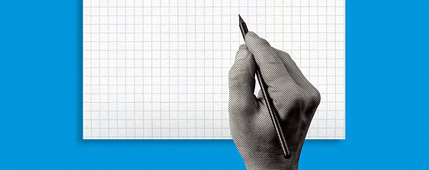 istock Halftone collage of hand with pen. Hand writing down with pen. 2252042916