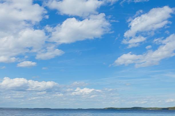 Generic view of sea stretching to the horizon under a blue sky with clouds  Mikkelinsaaret, Vöyri, Finland.