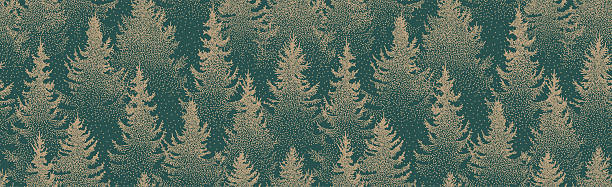 Winter seamless pattern with golden fir trees and snowy pines. Elegant Christmas forest gold. Coniferous woodland vector design for festive wrapping paper, holiday background, ornament, seasonal decor